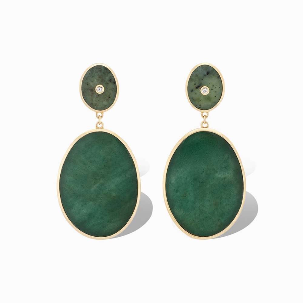 Olympic Statement Elegant Green Oval Earrings